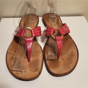 SPECIAL! Lilly Pulitzer McKim Hot Pink Patent Leather Thong Sandals sz.6 $128